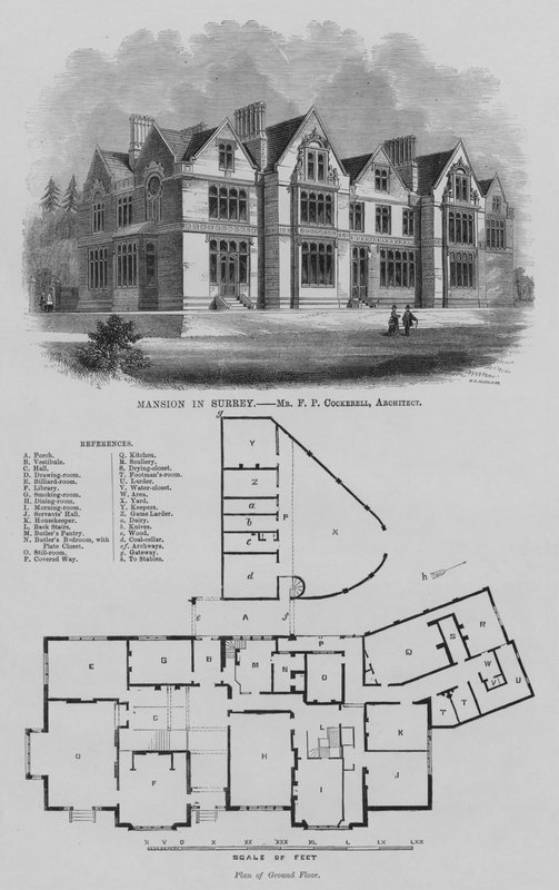 Landhuis in Surrey (gravure) door English School