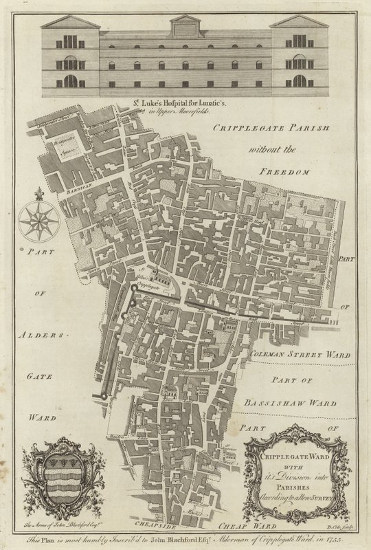 Kaart van Cripplegate Ward, Londen door English School