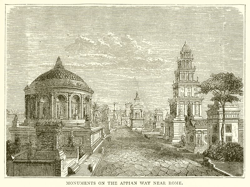 Monumenten aan de Via Appia nabij Rome door English School