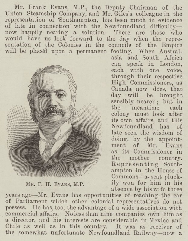Mr F H Evans, MP door English School