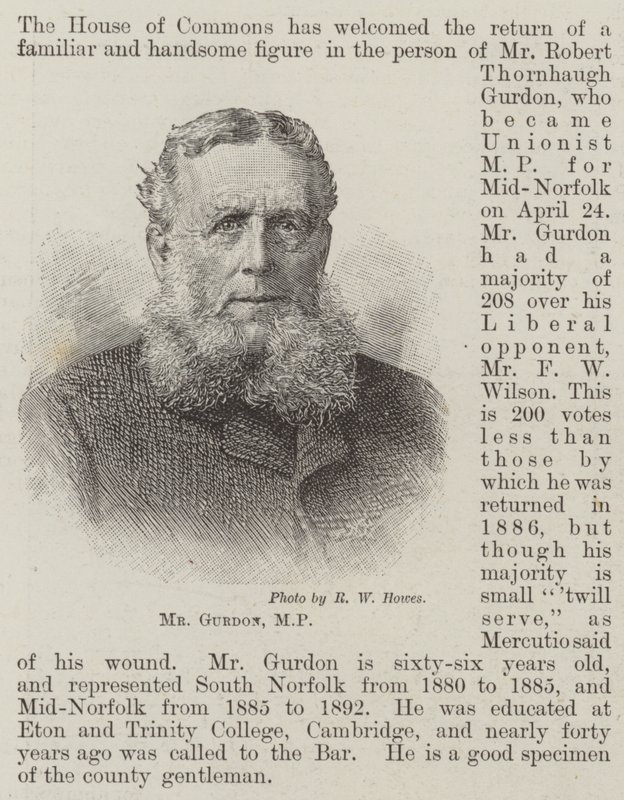 De heer Gurdon, MP (gravure) door English School