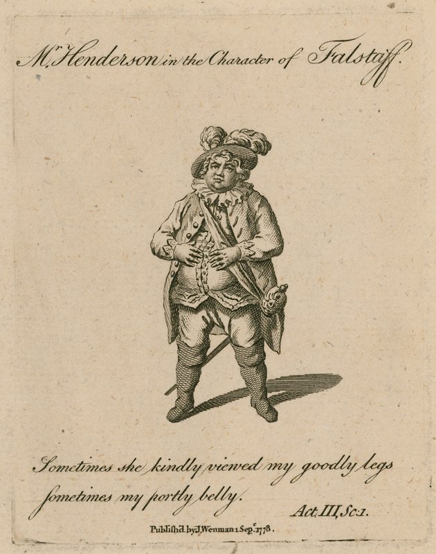 De heer Henderson in de rol van Falstaff door English School