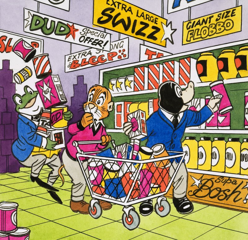 Meneer Pad in de supermarkt door English School