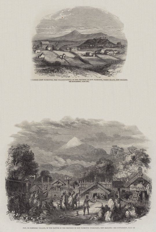 Nieuw Plymouth in Nieuw-Zeeland (gravure) door English School