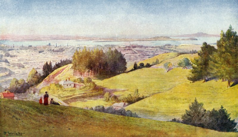 Nieuw-Zeeland: Auckland (kleurenlitho) door English School