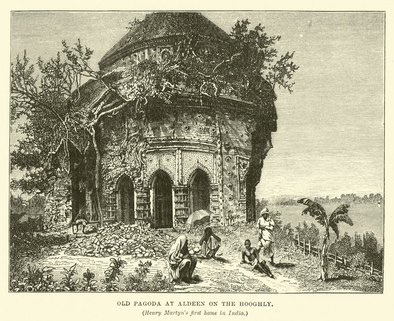 Oude pagode in Aldeen aan de Hooghly door English School