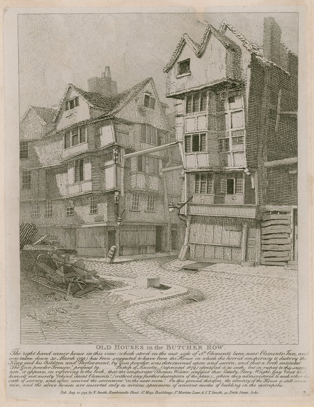 Oude huizen in de Butcher Row door English School