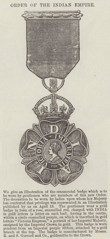 Orde van het Indiase Rijk (gravure) door English School
