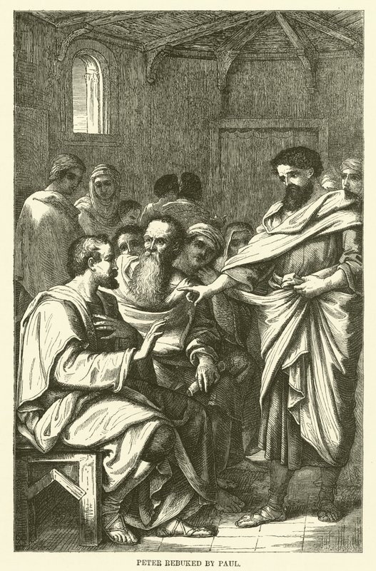 Petrus berispt door Paulus (gravure) door English School
