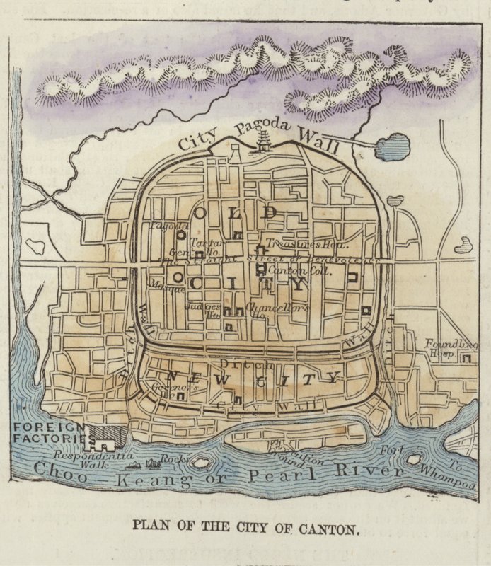 Plattegrond van de stad Canton door English School