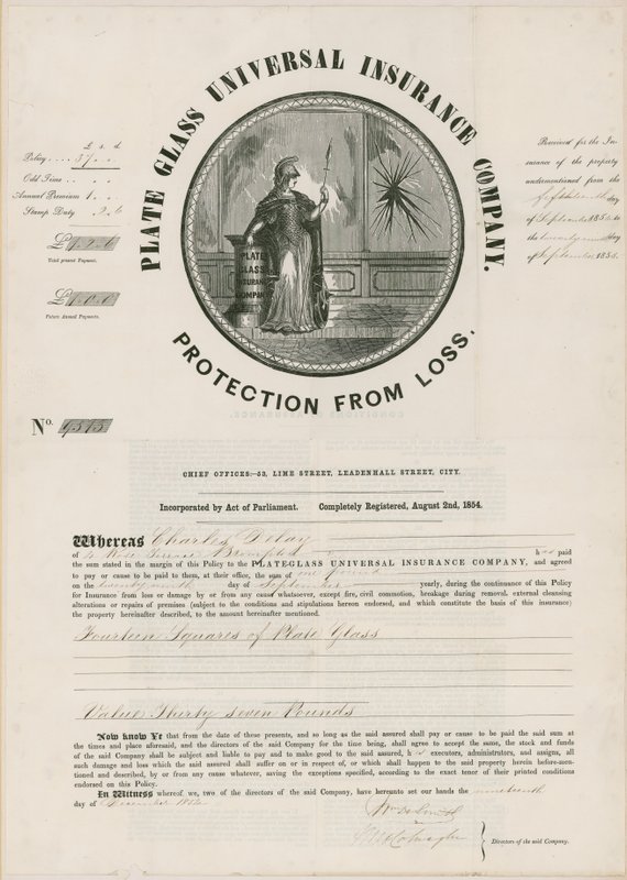 Plate Glass Universal Insurance Company door English School