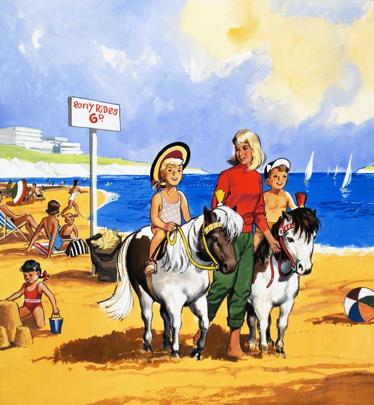 Ponyritjes op het strand door English School