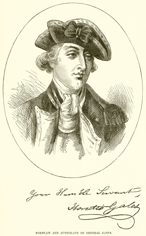 Portret en handtekening van Generaal Gates door English School