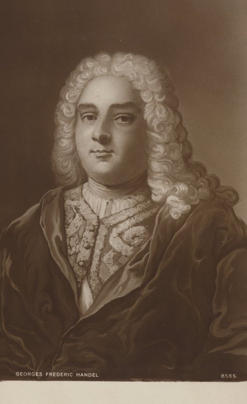 Portret van George Friedrich Handel door English School