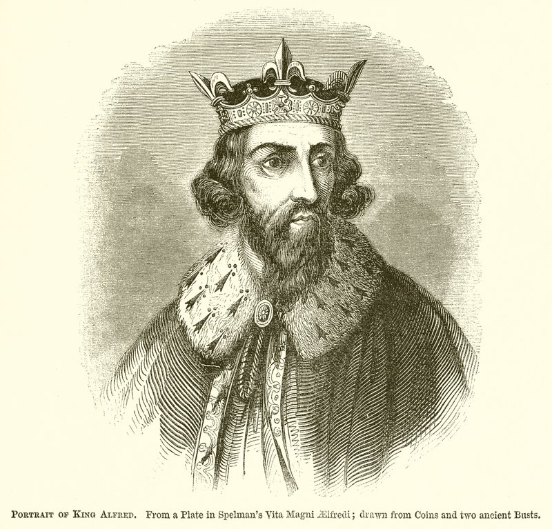 Portret van koning Alfred door English School