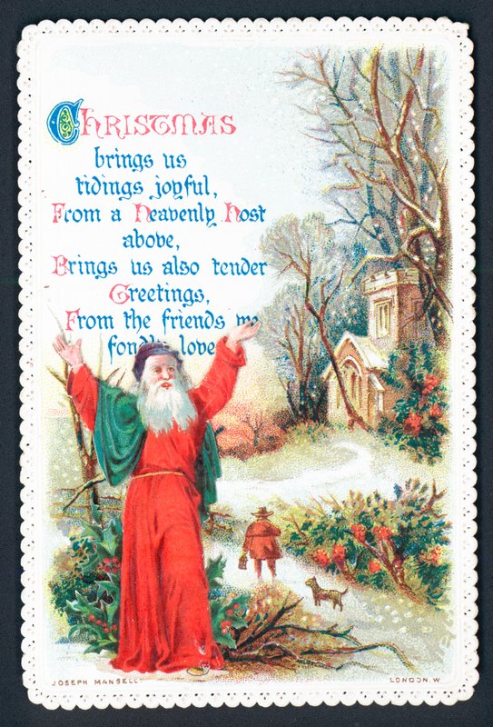 Predikant buiten Kerk, Kerstkaart door English School