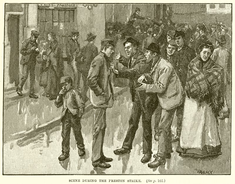Scène tijdens de Staking in Preston door English School