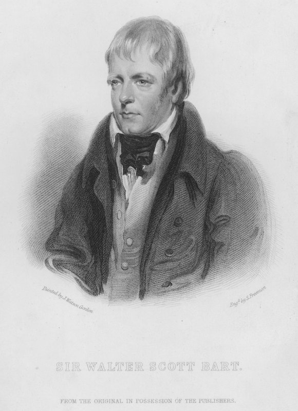 Sir Walter Scott, Baronet (gravure) door English School