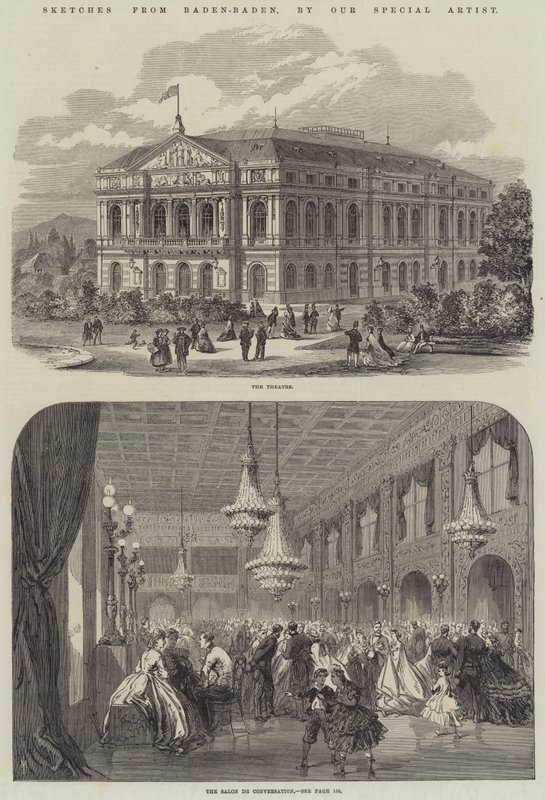 Schetsen uit Baden-Baden (gravure) door English School