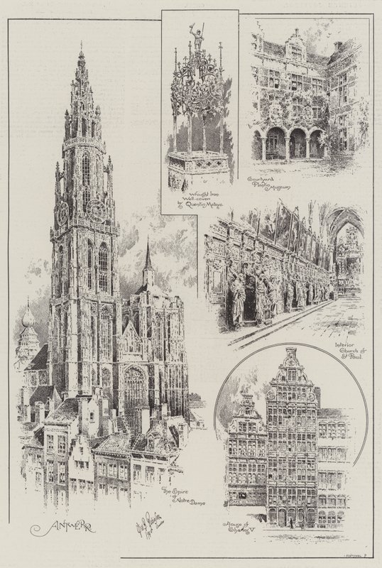 Schetsen van Antwerpen (gravure) door English School
