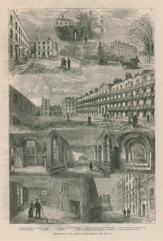 Schetsen van de Queens Bench Prison door English School