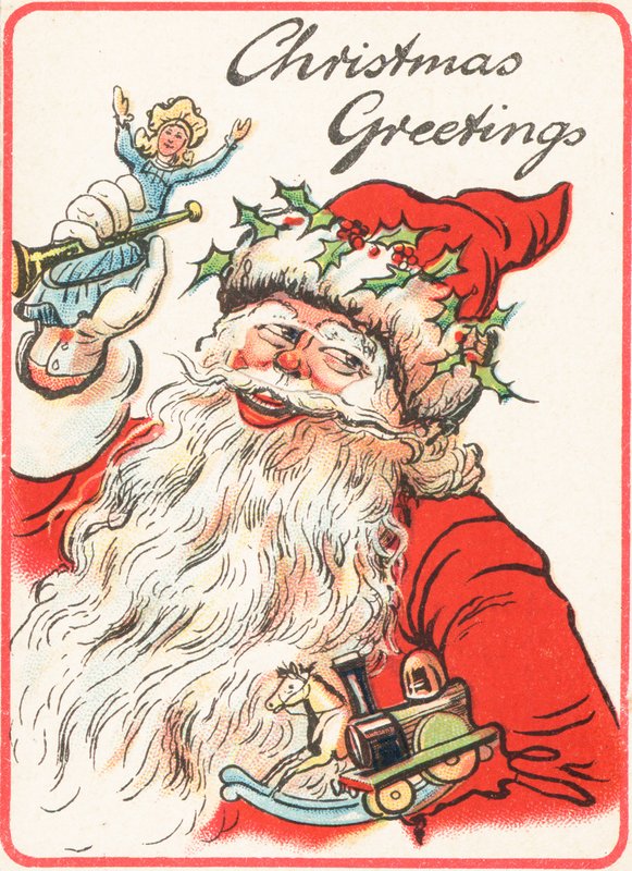 Lachende Kerstman met speelgoed door English School