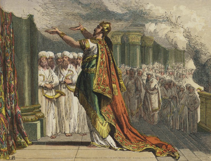 Salomo bij de inwijding van de tempel door English School