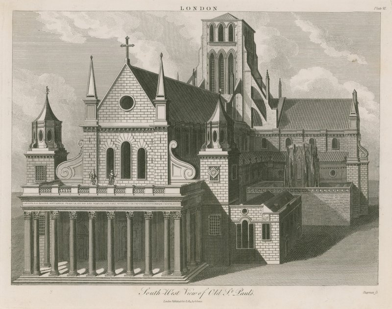 Zuidwestelijk aanzicht van de oude St. Paul