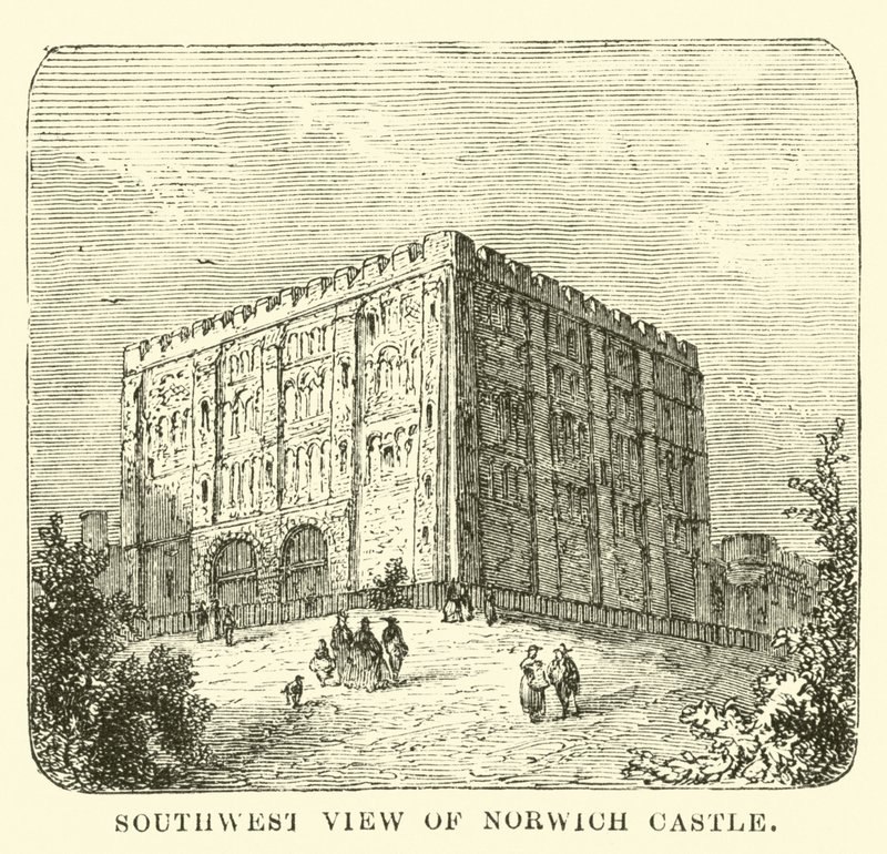 Zuidwest uitzicht op Norwich Castle door English School