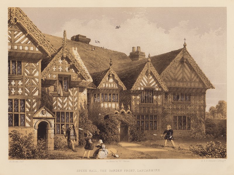 Speke Hall, de tuinzijde, Lancashire door English School