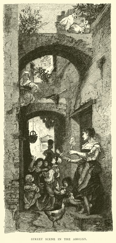 Straatscène in de Abruzzen door English School