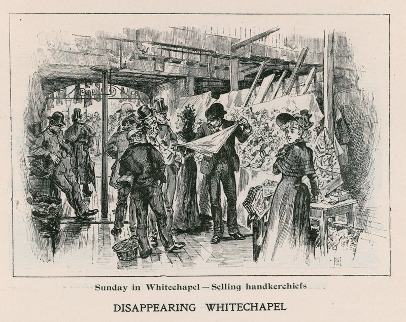 Zondag in Whitechapel - zakdoeken verkopen door English School