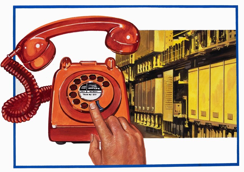 Telefoon en telefooncentrale door English School