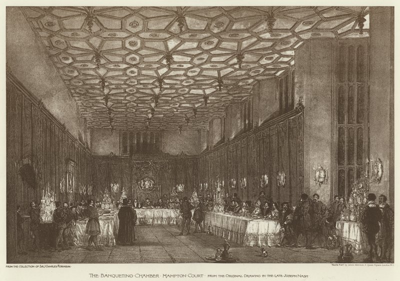 De Banketzaal, Hampton Court (litho) door English School