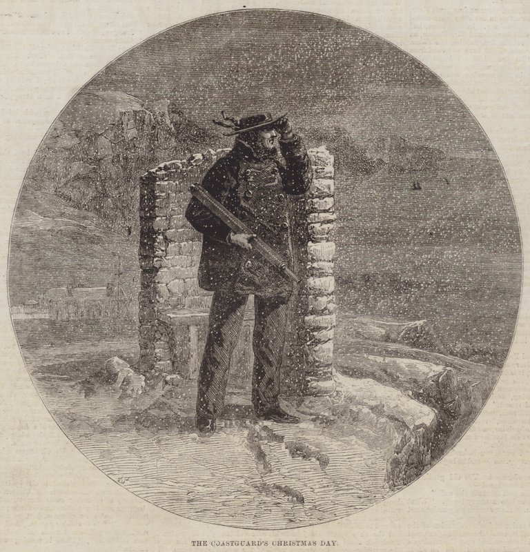 De Kerstdag van de Kustwacht (gravure) door English School