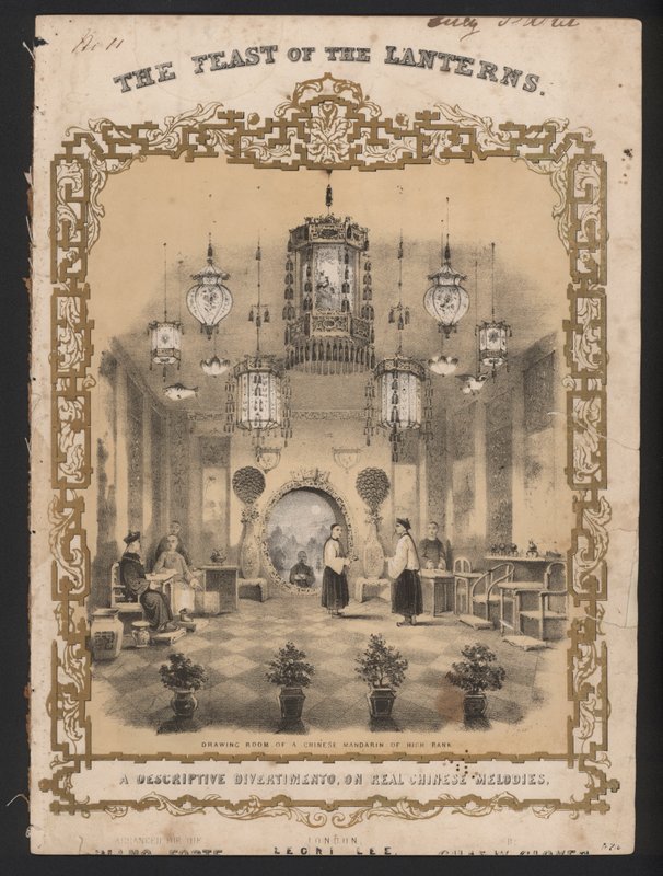 Het Lantaarnfeest (kleur litho) door English School
