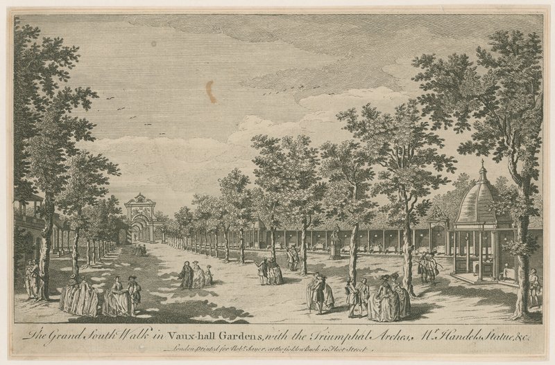 De grote zuidelijke wandeling in Vauxhall Gardens door English School