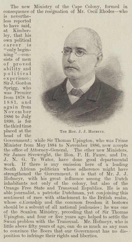 De eerwaarde J J Hofmeyr (gravure) door English School