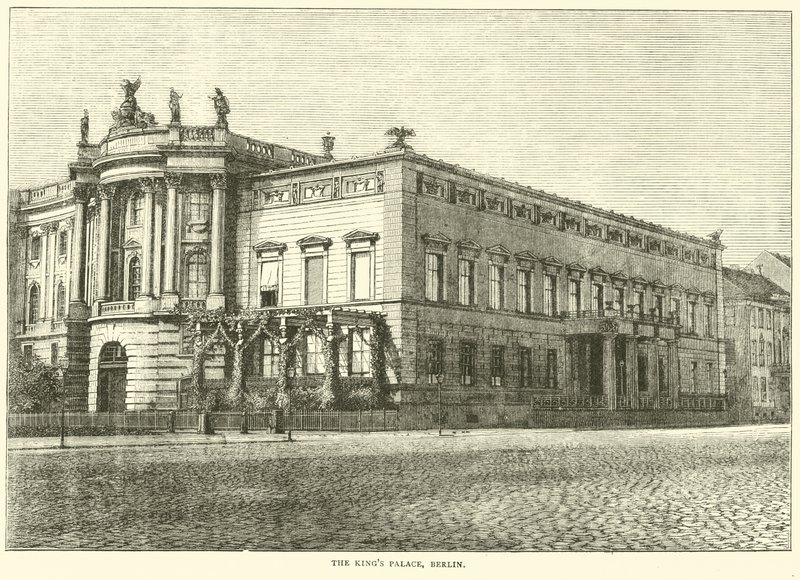 Het koninklijk paleis, Berlijn, maart 1871 door English School