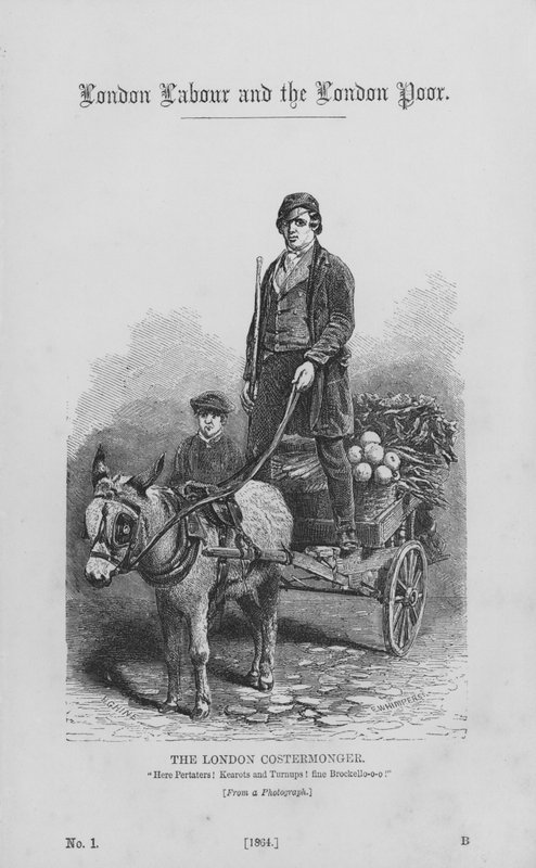 De Londense Straatverkoper (gravure) door English School