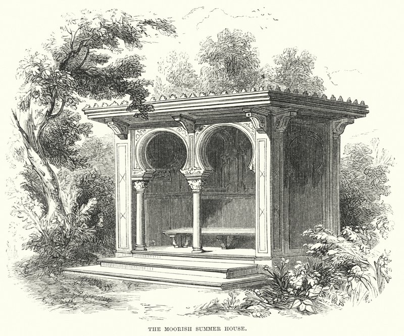 Het Moorse Zomerhuis (gravure) door English School