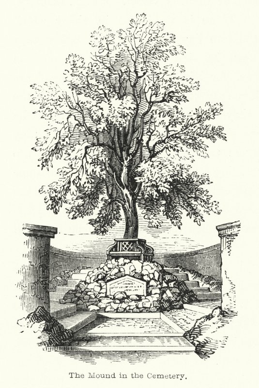 De heuvel in de begraafplaats (gravure) door English School