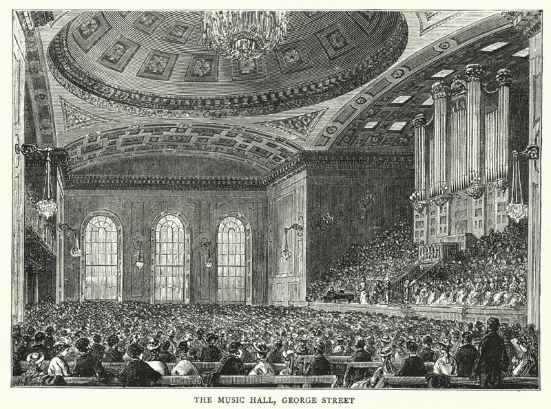 De Muziekhal, George Street (gravure) door English School