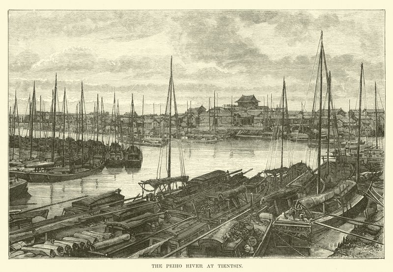 De Peiho Rivier bij Tientsin door English School