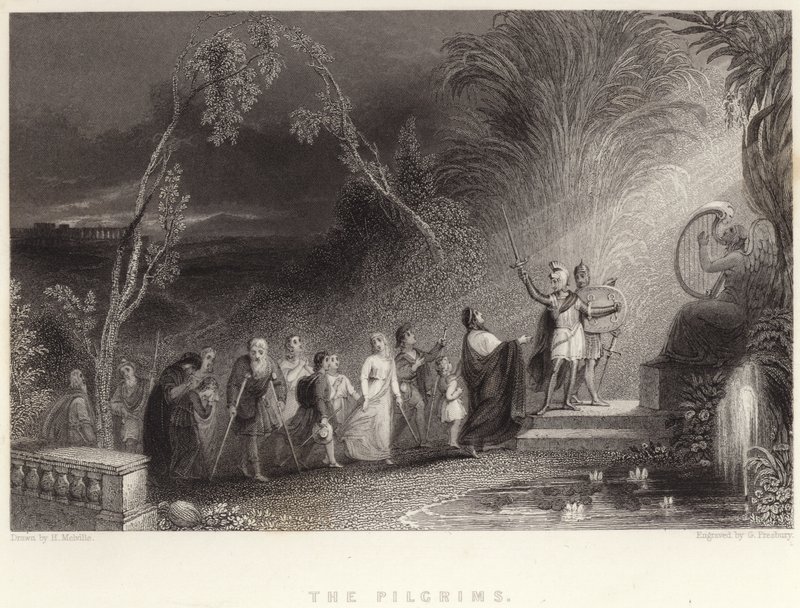 De pelgrims (gravure) door English School