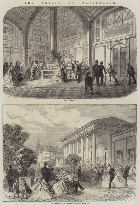 Het Seizoen in Baden-Baden (gravure) door English School