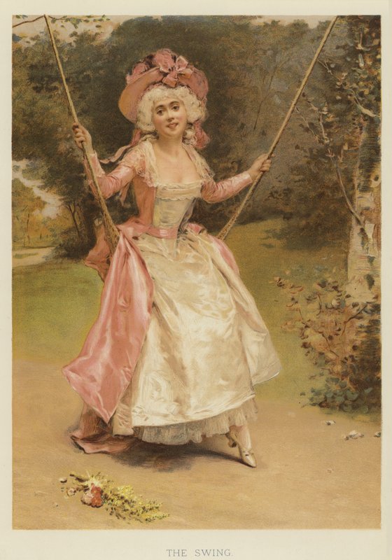 De schommel (chromolitho) door English School