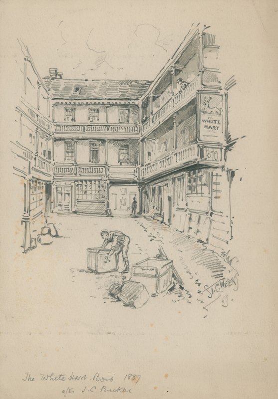 The White Hart, Southwark door English School
