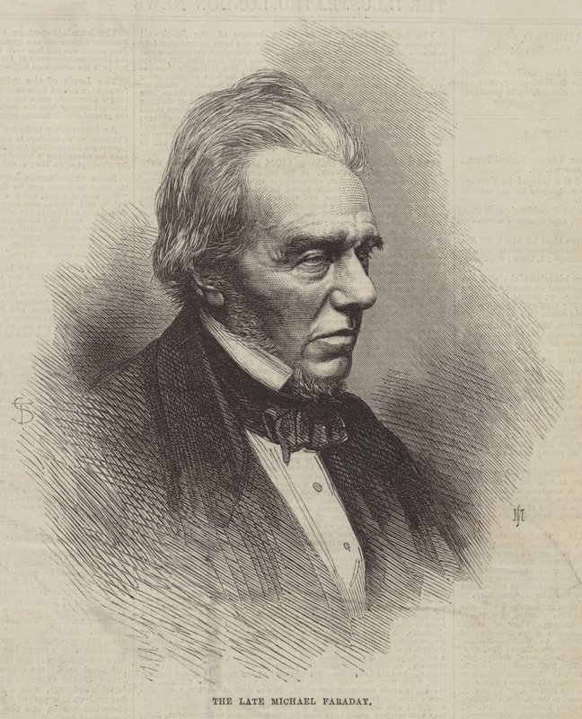 De overleden Michael Faraday (gravure) door English School