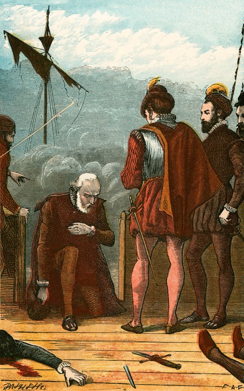 De koopman smeekt om genade van de admiraal door English School